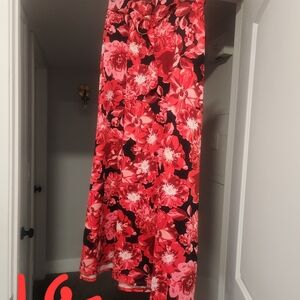 Floral Red and Black Skirt